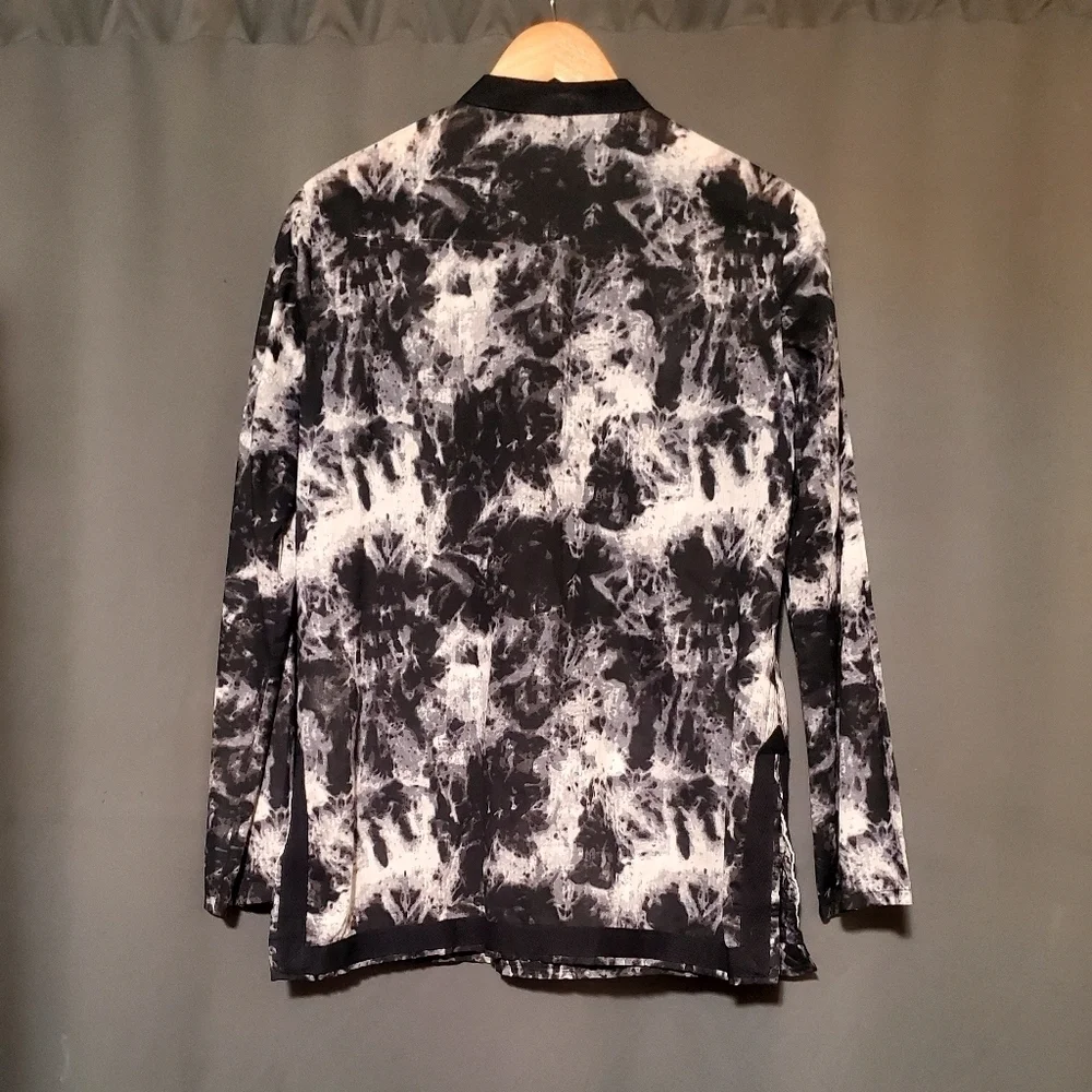 Michael Kors Sheer Abstract Beaded Long Sleeve Blouse Size Medium